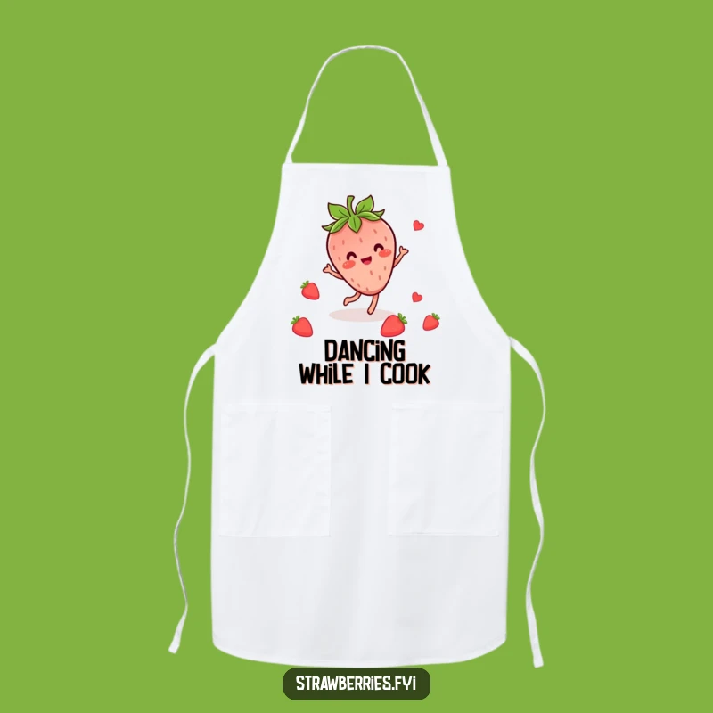 Funny Kawaii Strawberry Dance Apron: Cheerful Berry Character Kitchen Style Gift