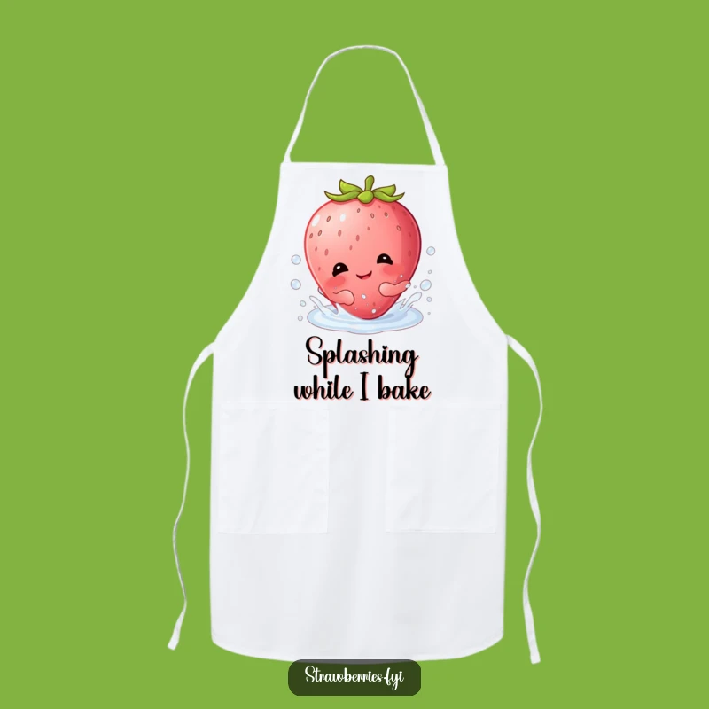 Funny Kawaii Strawberry Splash Apron: Giggling Berry Character Kitchen Gift