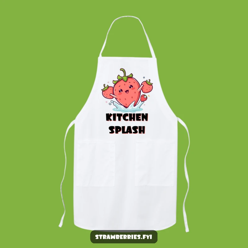 Funny Kawaii Strawberry Splash Apron - Playful Kitchen Wear for Refreshing Cooks