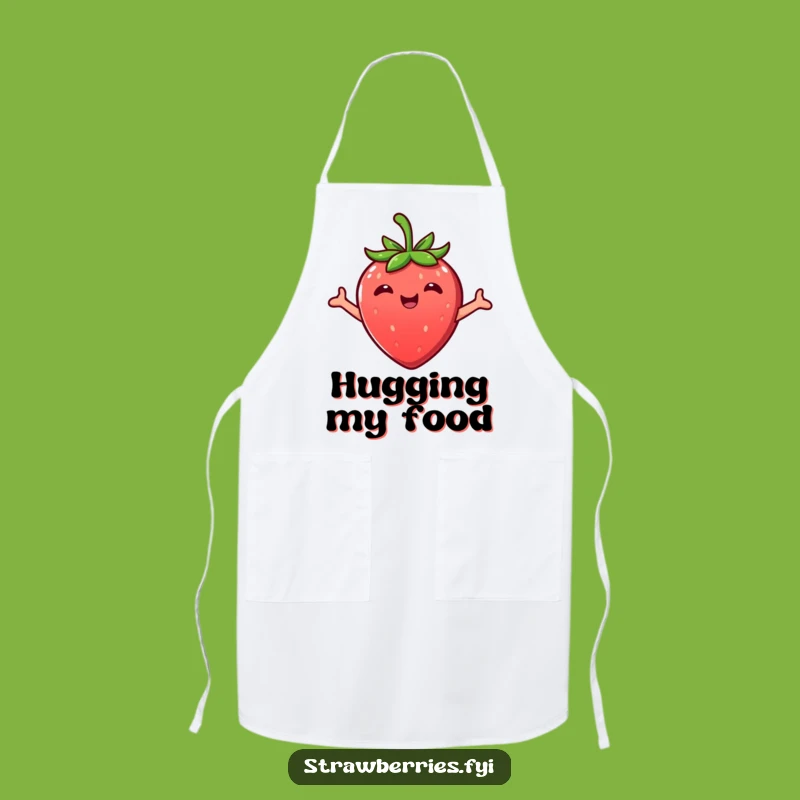 Funny Kawaii Strawberry Embrace Apron: Cook with Sweet Cheer