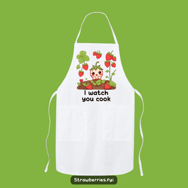 Funny Curious Strawberry Apron: Peek into Your Culinary Adventures!