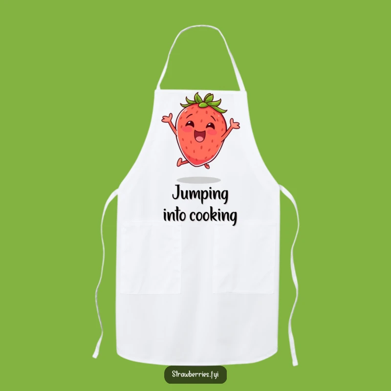 Funny Excited Strawberry Apron Cook With Energy And Fruitful Fun
