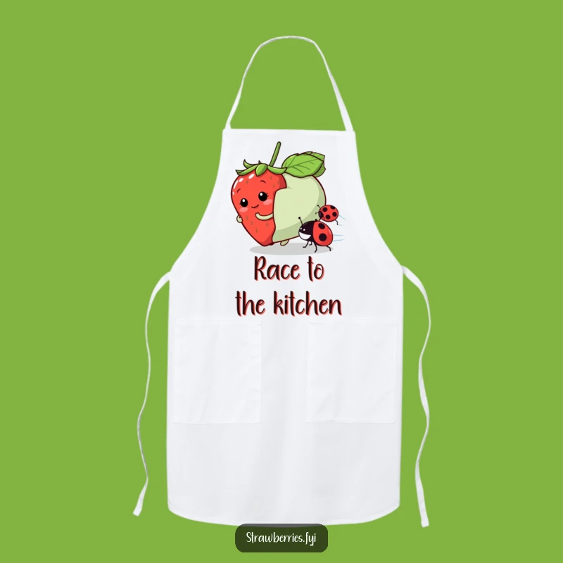 Funny Strawberry Race Apron: Cook Up Fun with This Humorous Kitchen Wear