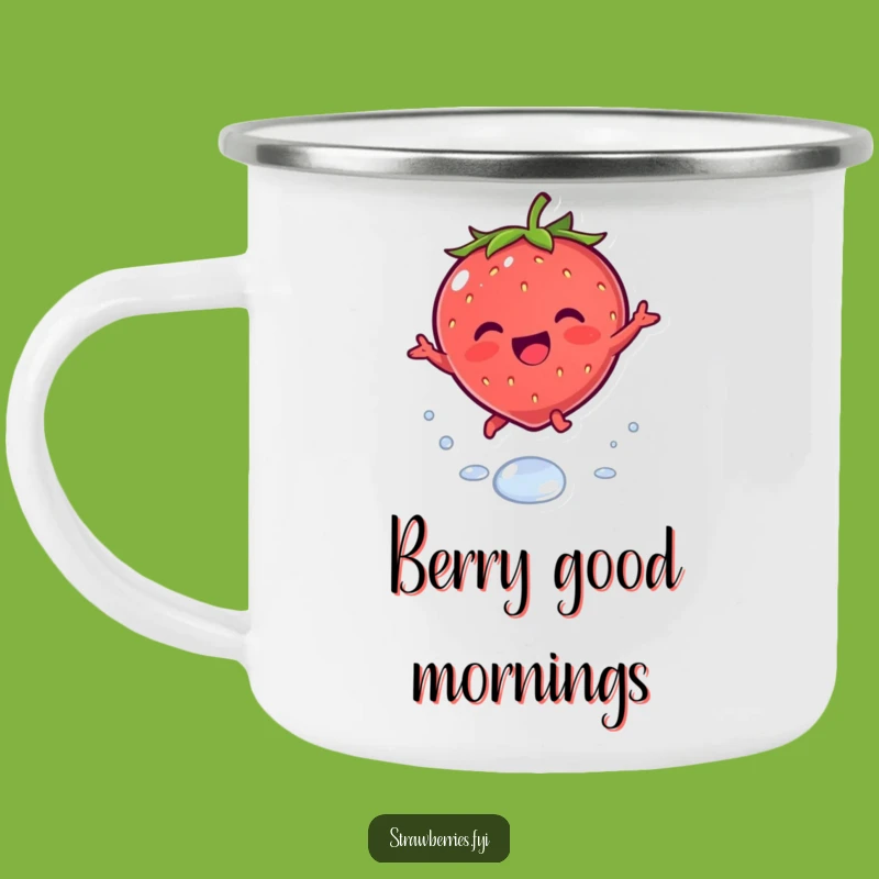 Funny Kawaii Strawberry Camp Leap Mug - Sweet Outdoor Adventure