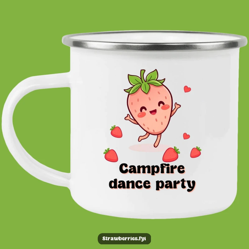 Durable Funny Kawaii Strawberry Dance Camping Mug: Cheerful Berry Outdoor Gift