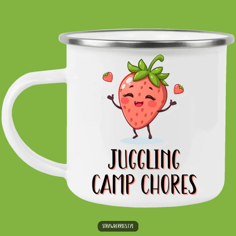Funny Juggling Strawberry Camping Mug: Adventure with a Giggle