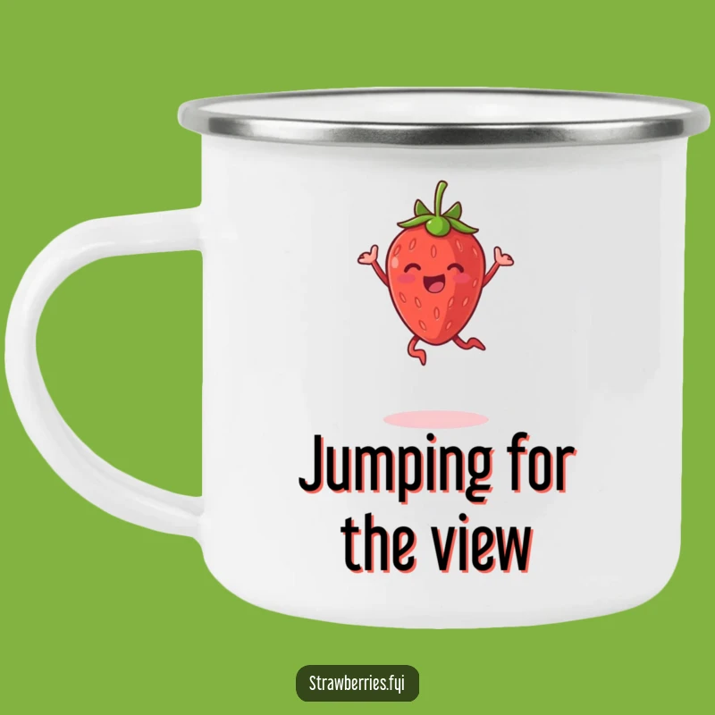 Funny Jumping Strawberry Camping Mug: Fuel Your Joyful Adventures