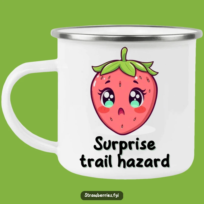 Funny Surprised Strawberry Falling Camping Mug - Outdoor Shock Mug