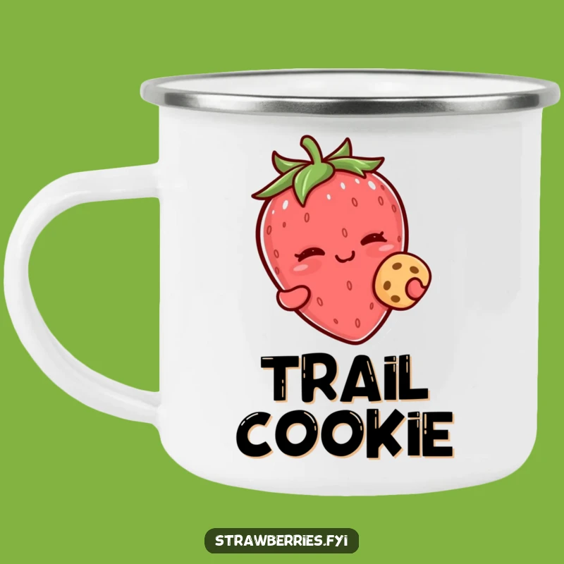 Funny Kawaii Strawberry Wink Cookie Camping Mug - Cheeky Sips for Sweet Adventures