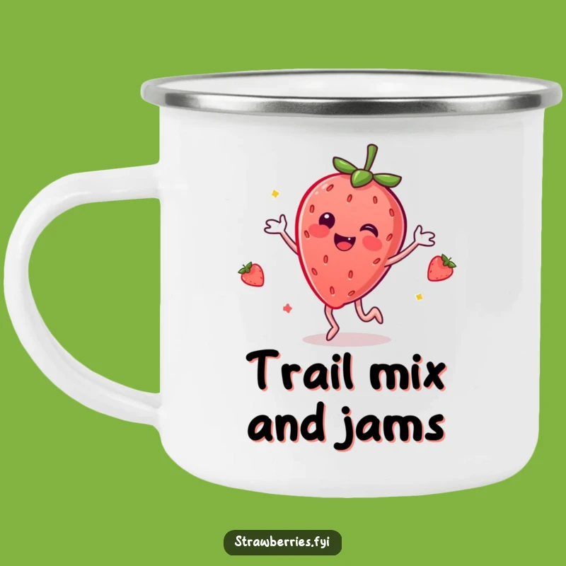 Funny Dancing Strawberry Camping Mug: Adventure with a Fruity Twist