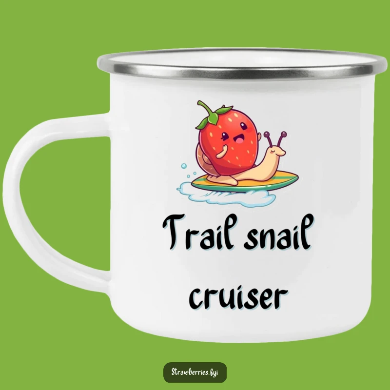 Funny Strawberry Snail Surf Camping Mug - Durable & Humorous Outdoor Companion