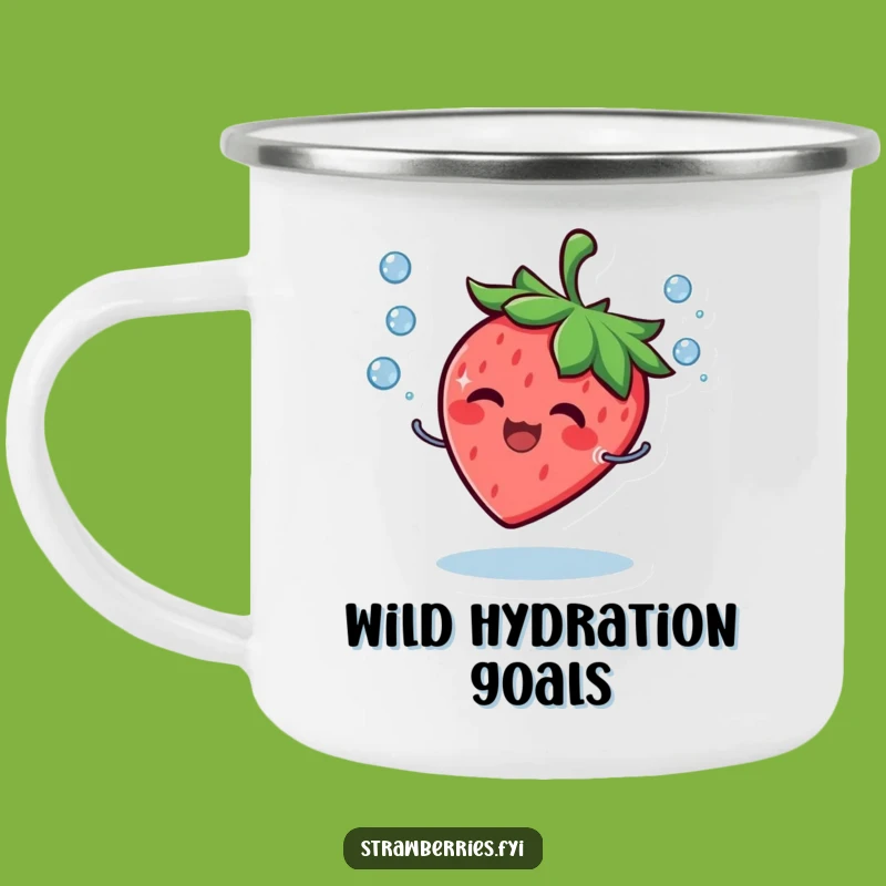 Funny Strawberry Droplet Juggler Camping Mug - Outdoor Smiling Fruit Mug