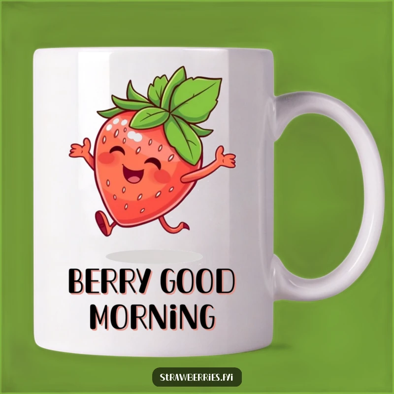 Funny Happy Strawberry Mug - Joyful Hop Humor Gift for Fruit Lovers