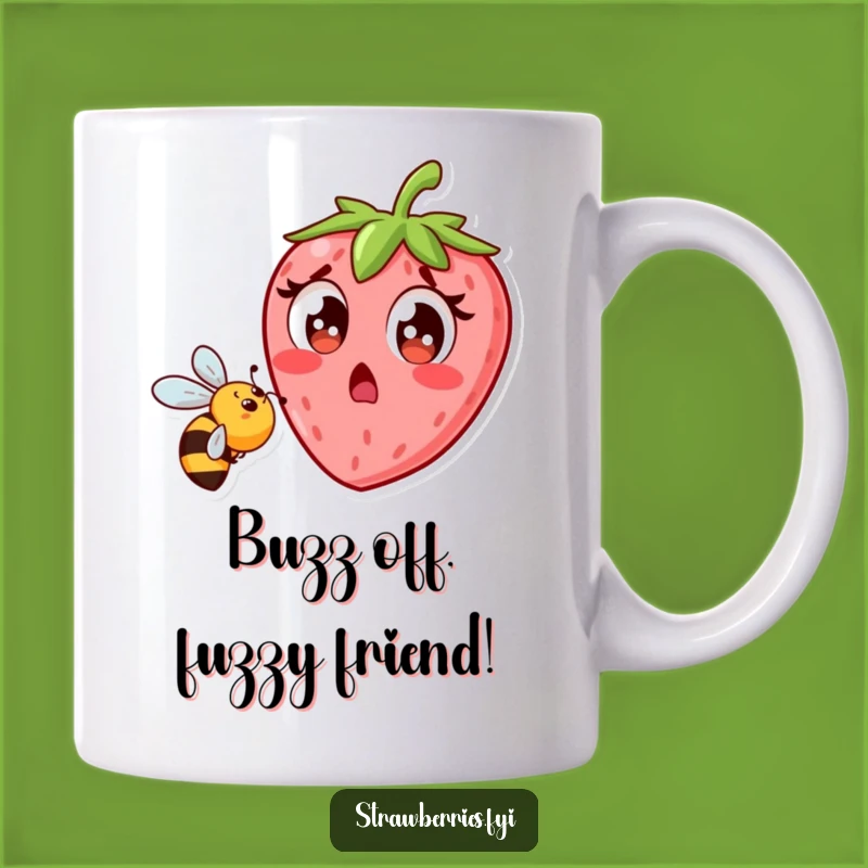 Funny Strawberry Recoiling from Bee Mug - Hilarious Surprise Fruit Gift for Gardeners