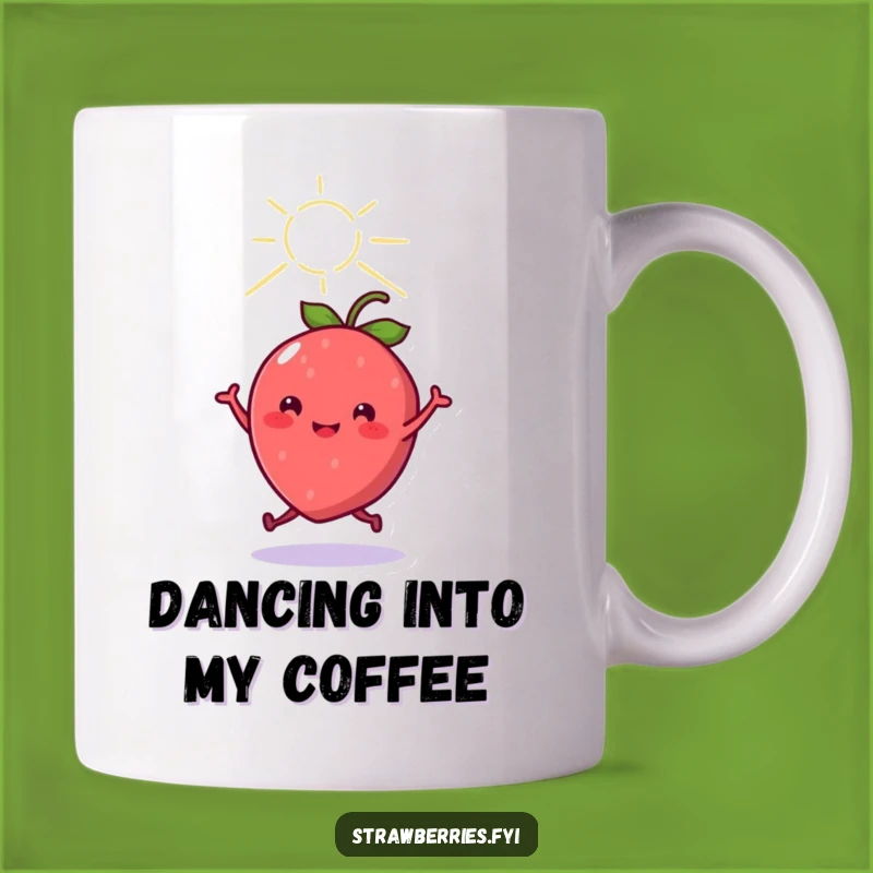 Funny Cheerful Kawaii Strawberry Dancing Sunbeam Mug - Joyful Gift Idea