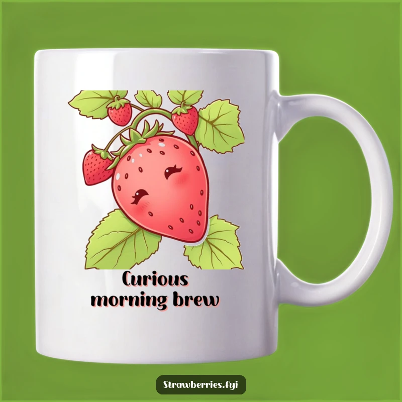 Funny Curious Strawberry Vine Mug - Peek-a-Boo Fruit Gift