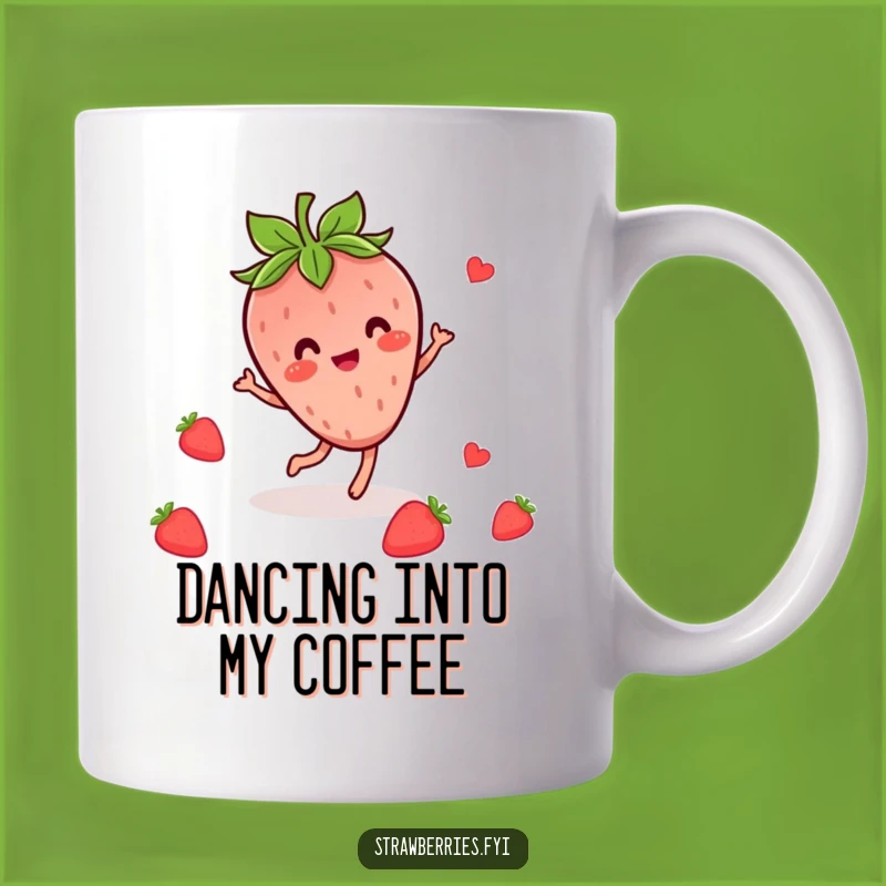 Funny Kawaii Strawberry Dance Mug: Cheerful Berry Character Moves for Your Morning Gift