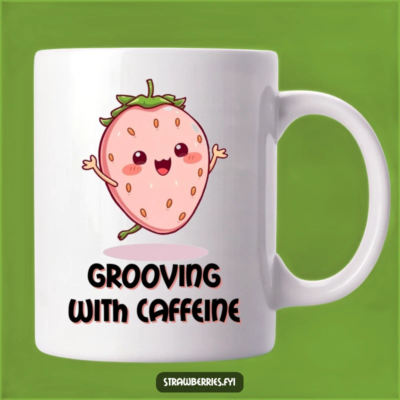 Funny Kawaii Strawberry Dance Mug: Wobbly Seeds, Perfect Funny Gift!