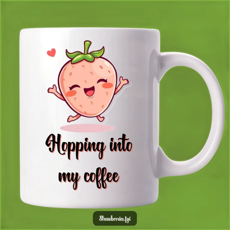 Funny Kawaii Strawberry Hop Mug: Start Your Day with a Cheerful Wink