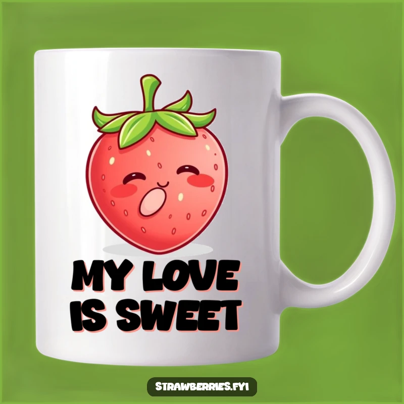 Funny Kawaii Strawberry Kiss Mug, A Sweet & Adorable Strawberry Gift for Her