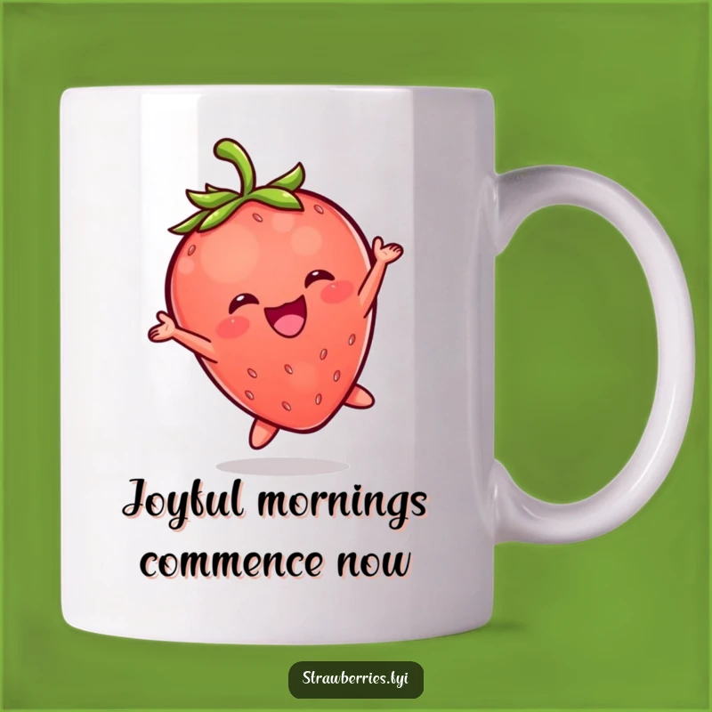 Funny Kawaii Strawberry Leap Mug: A Joyful Berry Friend for Your Coffee Break Gift