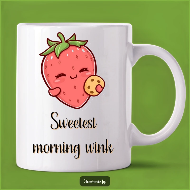 Funny Kawaii Strawberry Wink Cookie Mug - Cheeky & Hilarious Treat Gift