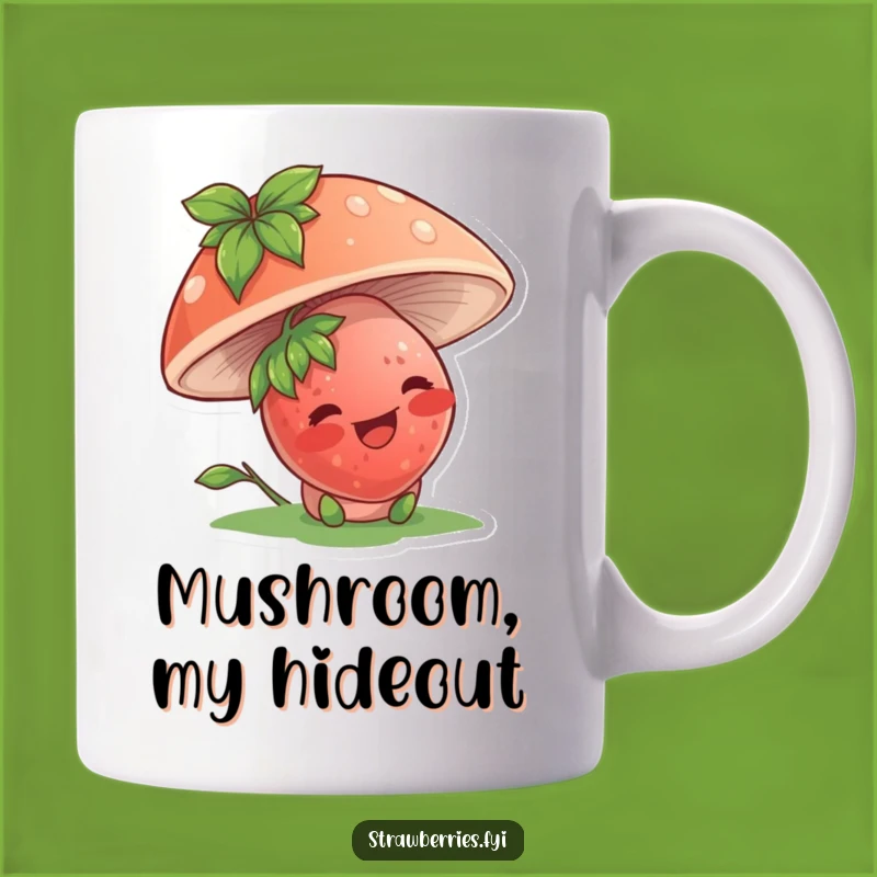 Funny Strawberry Mushroom Mug: Peek-a-Boo Humor for Your Morning Brew
