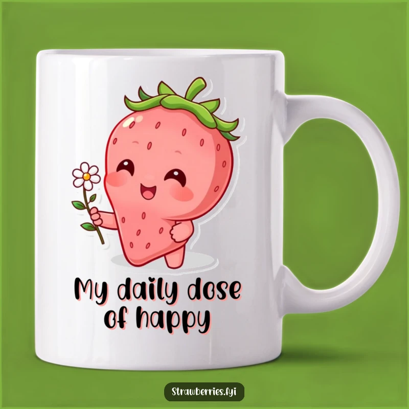 Funny Strawberry Flower Mug Gift - Cute Character Offering Bloom, Perfect Present