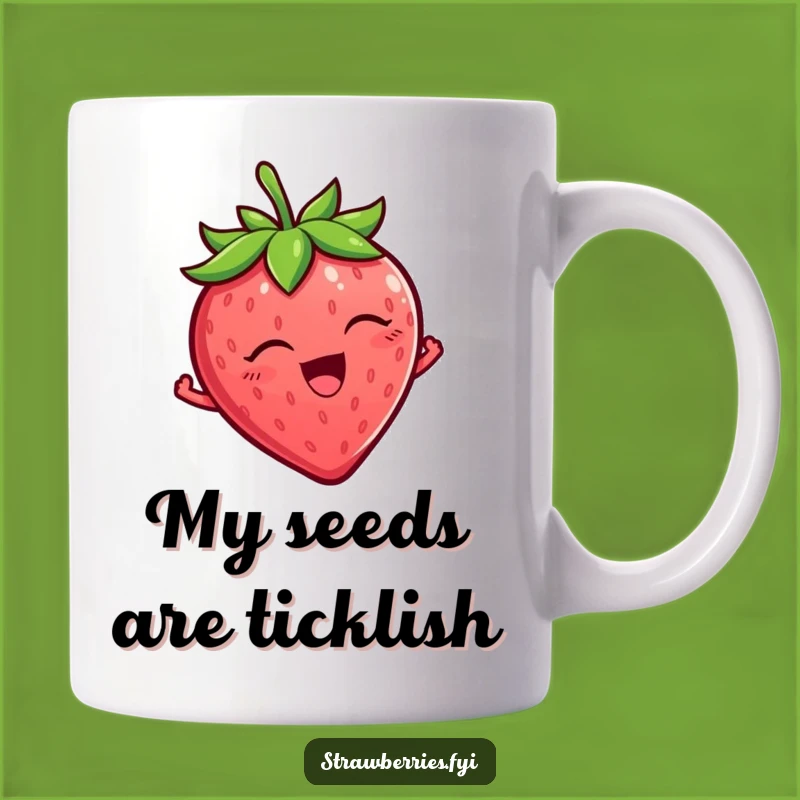 Funny Tickled Strawberry Mug: Wiggling with Delight, a Hilarious Gift Idea
