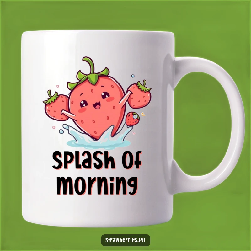 Funny Kawaii Strawberry Splash Mug - Playful & Hilarious Refreshment Gift
