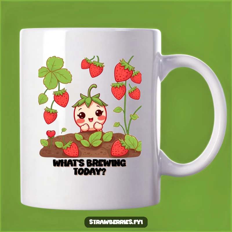 Funny Curious Strawberry Mug: Peek into Your Morning Coffee!
