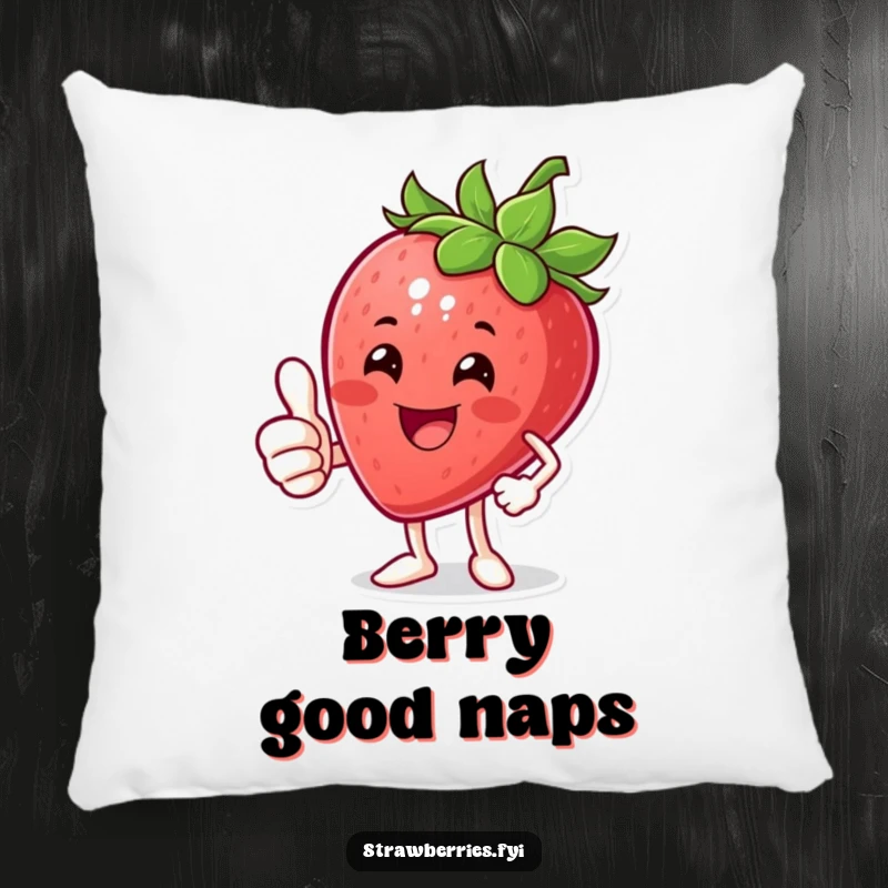 Funny Thumbs Up Strawberry Pillow: A happy strawberry character giving a thumbs up, offering comfort and cheer.