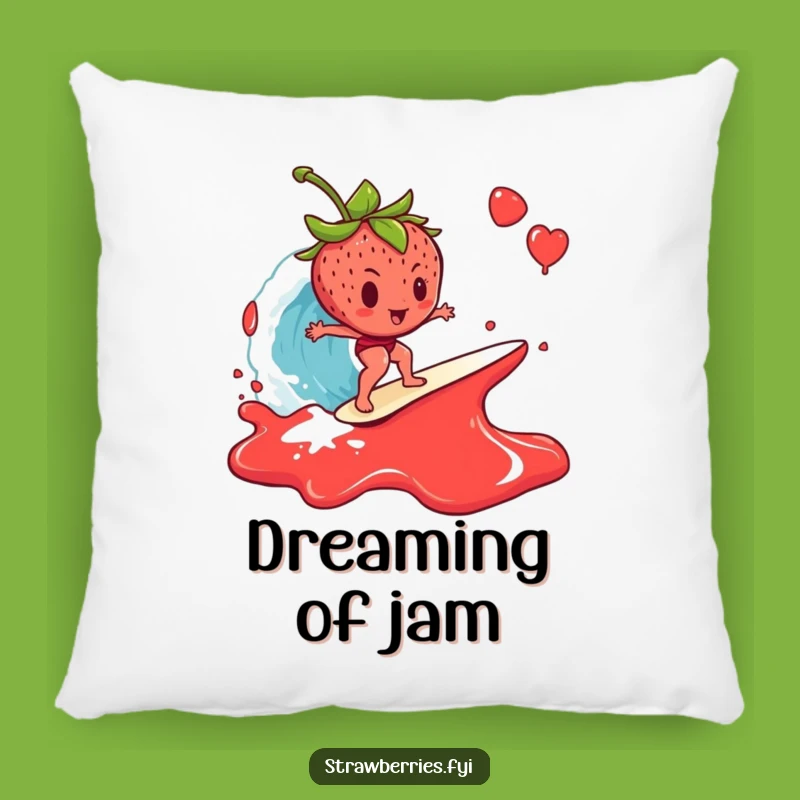 Funny Strawberry Pillow: Jam Wave Comfort - Sticky Humor!