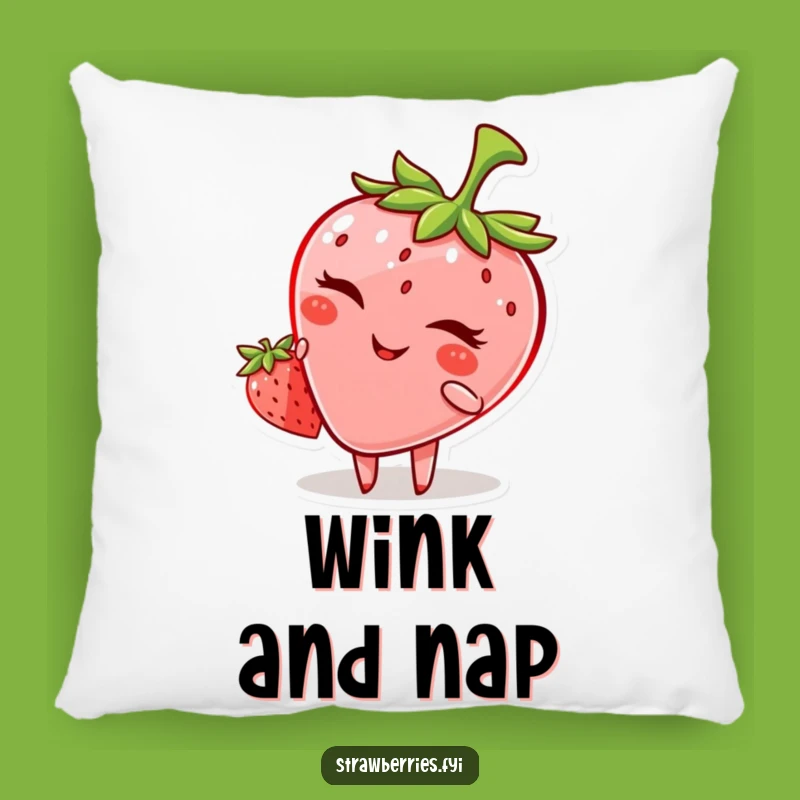 Funny Winking Strawberry Pillow: Snuggle Up with a Wink