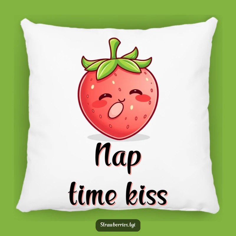Soft Funny Kawaii Strawberry Kiss Pillow, Cozy & Sweet Strawberry Decor