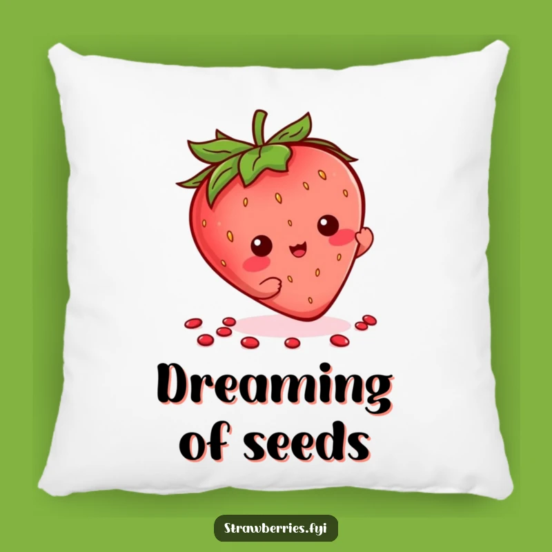 Soft Funny Kawaii Strawberry Seed Flourish Pillow, Cozy & Quirky Strawberry Decor