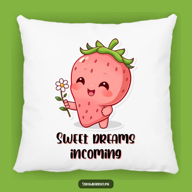 Funny Strawberry Flower Pillow - Cute Character Bloom Cushion, Cozy Gift