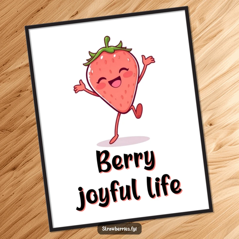 Funny Silly Dance Strawberry Digital Art: A joyful strawberry character doing a funny dance, perfect for vibrant decor.