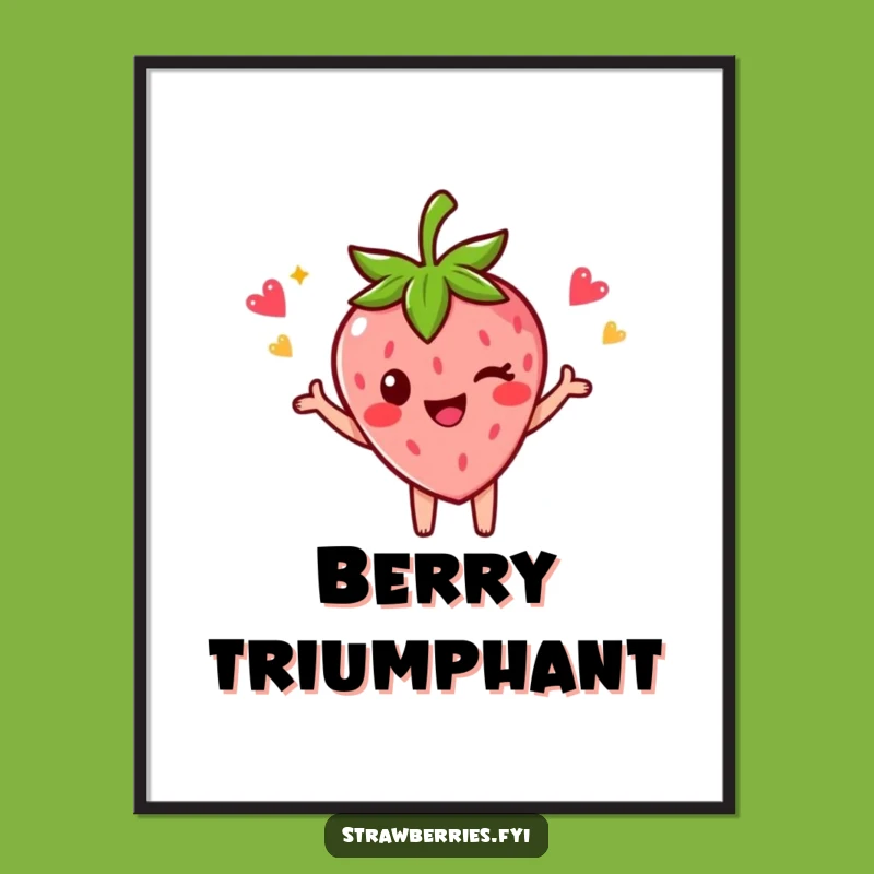 Funny Strawberry Art: Victory Pose, Winking Digital Gift