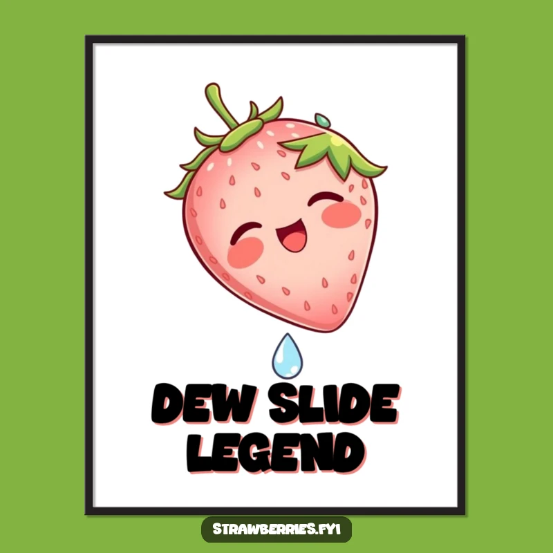 Funny Strawberry Dew Drop Slide Digital Art: Hilarious Fruit Character Decor