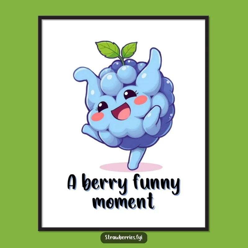 Funny Blueberry Somersault Digital Art: Fruity Printable Decor for Instant Cheer
