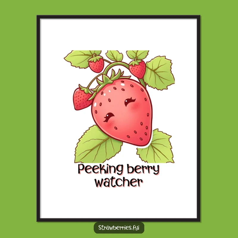 Funny Curious Strawberry Vine Digital Print - Instant Whimsical Art