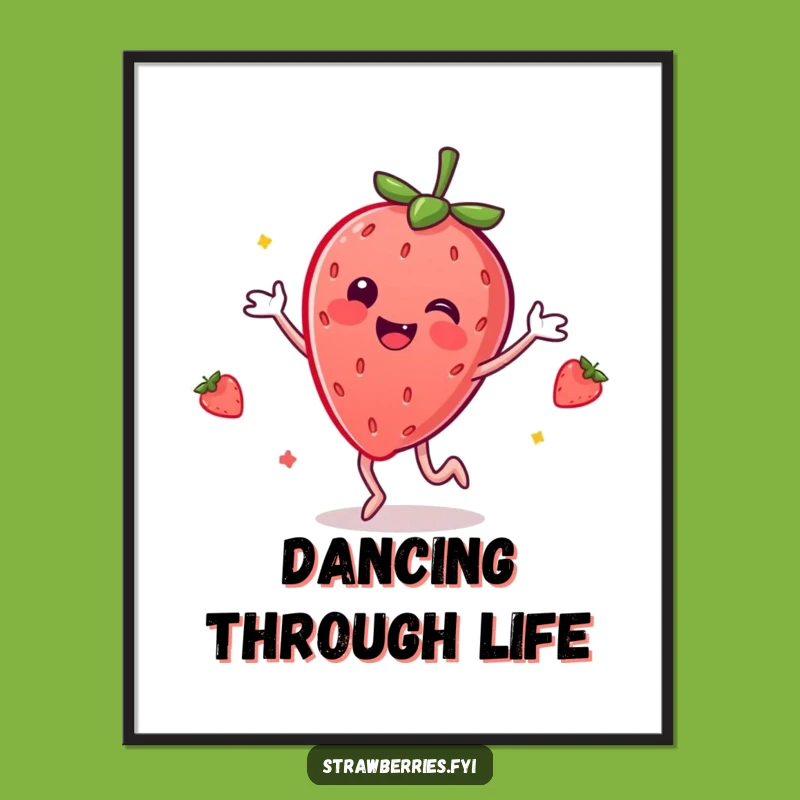 Funny Dancing Strawberry Digital Art: Instant Joy for Your Walls