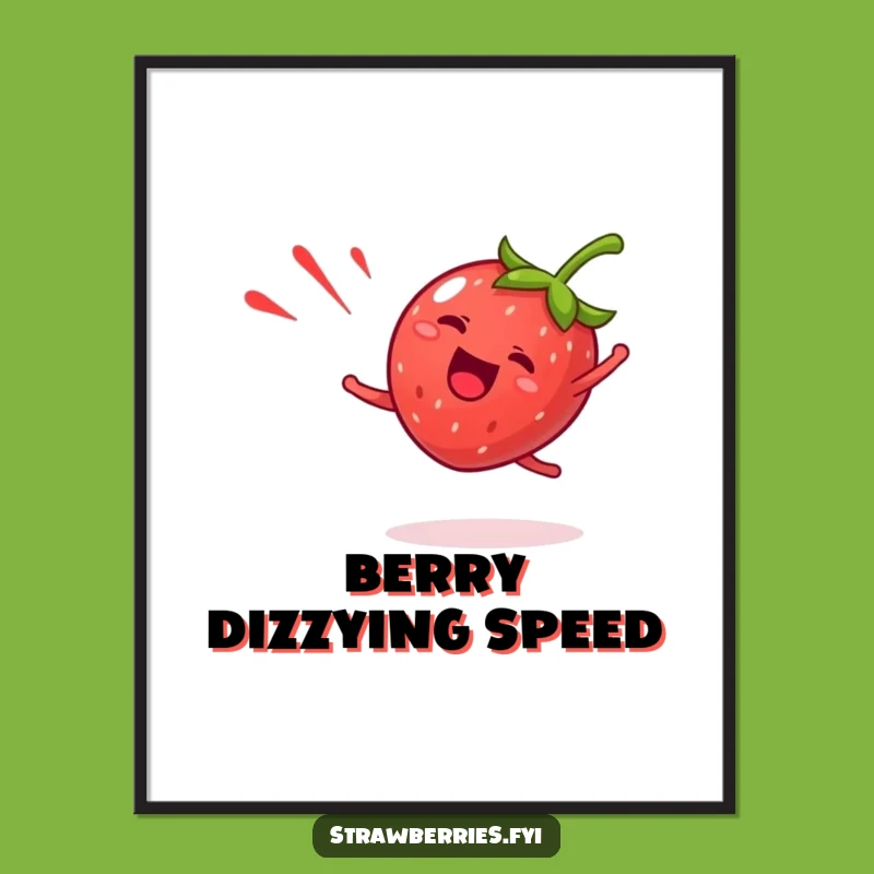 Funny Giddy Strawberry Digital Art - Instant Cartwheel Fun Print!
