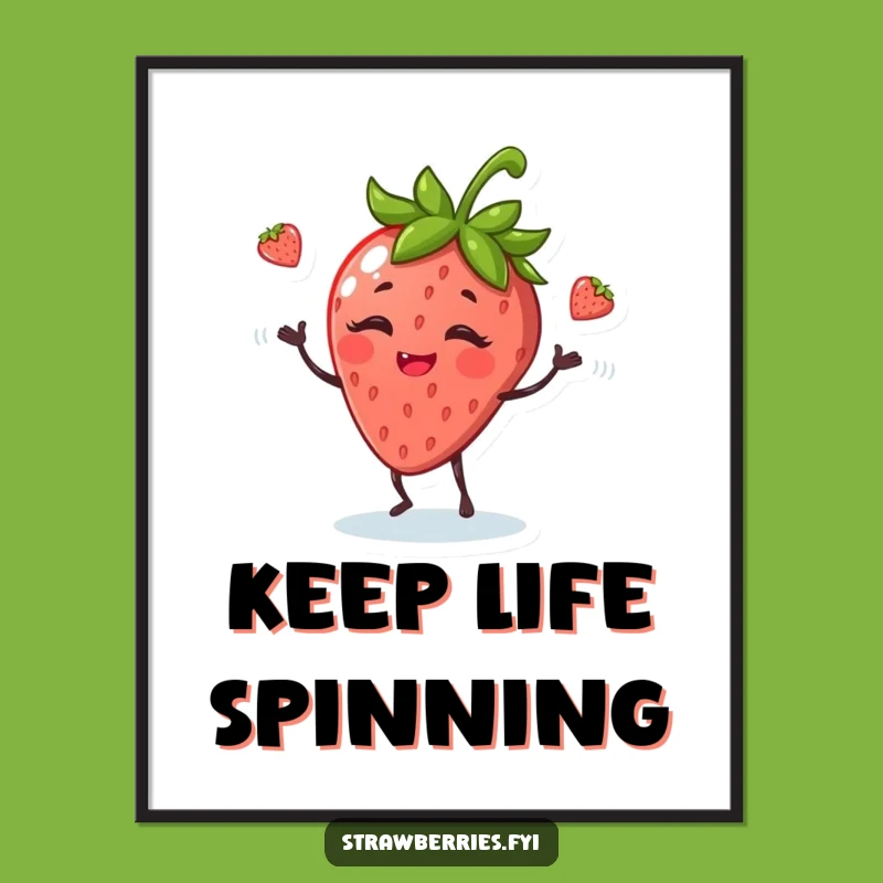 Funny Juggling Strawberry Digital Art: Whimsical Decor for Your Walls