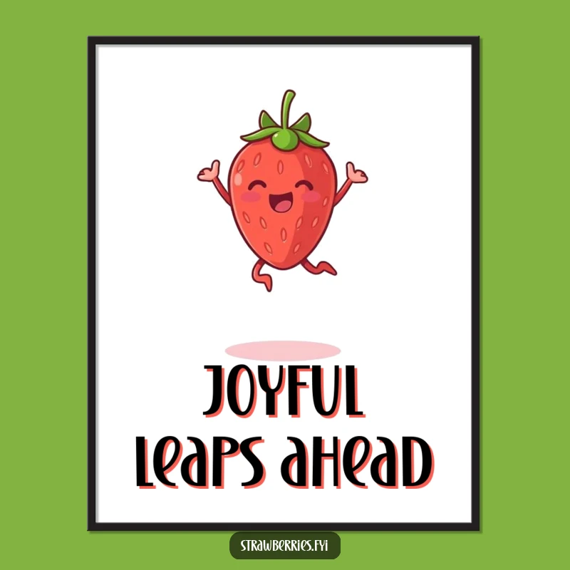Funny Jumping Strawberry Digital Art: Instant Joy for Your Walls