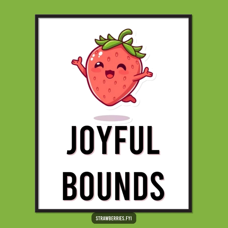 Funny Kawaii Strawberry Leap Digital Art: Instant Joy, Perfect Funny Gift!