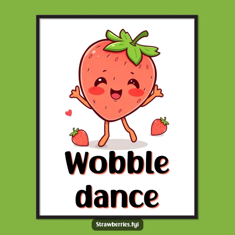Funny Kawaii Strawberry Wobble Dance Digital Art - Joyful Printable for Happy Spaces