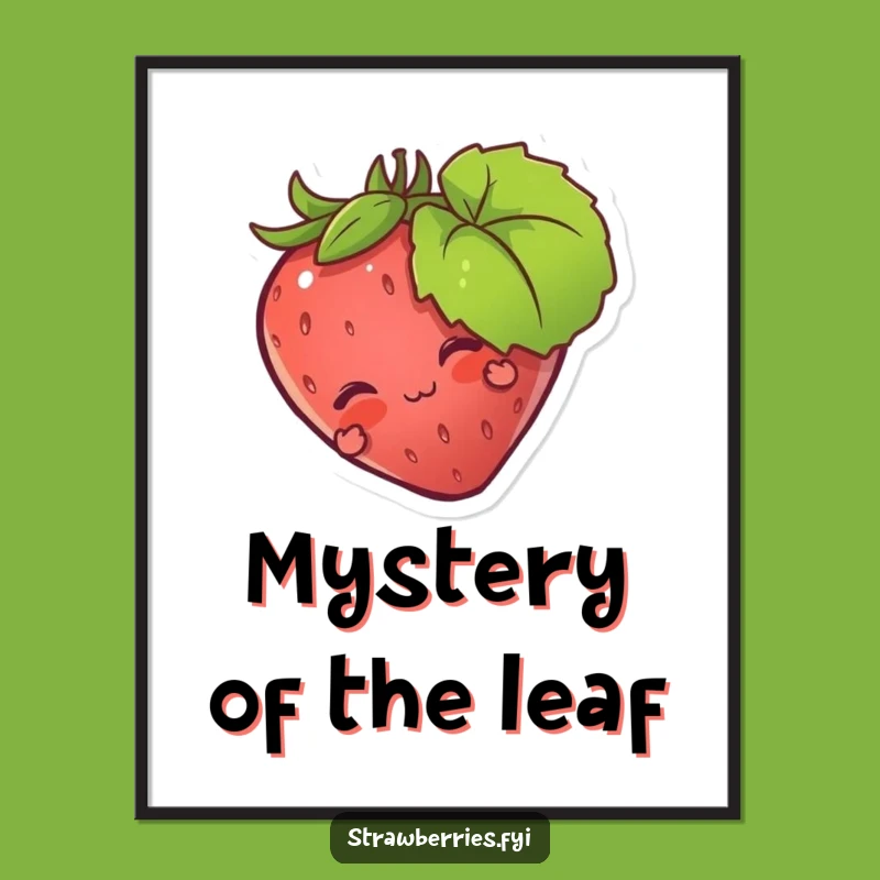Funny Strawberry Leaf Digital Art: Playful Wall Decor!