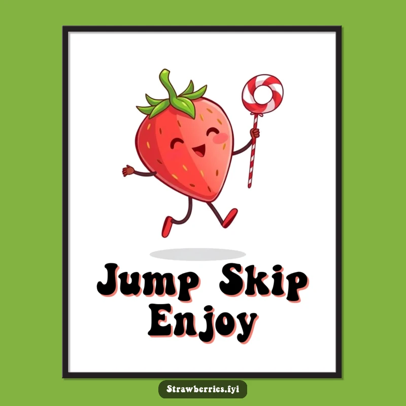 Funny Strawberry Skipping Rope Digital Art - Instant Joyful Character Download